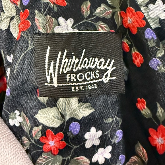 Whirlaway Frocks Black Floral Midi Dress with White Collar - Picture 4 of 5